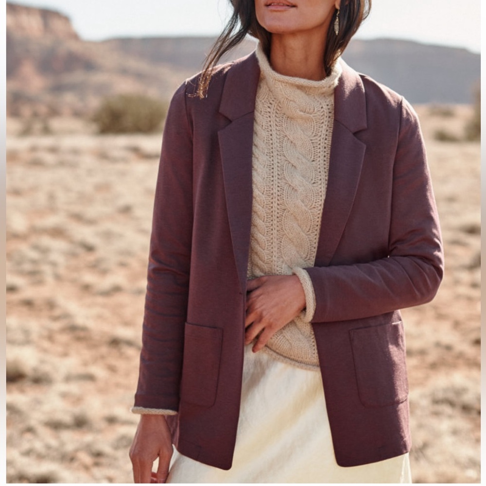 Garnett Hill Knit Relaxed Blazer Date Heather NWT